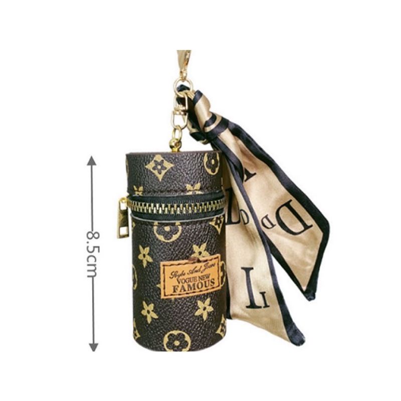 Móc chìa khoá dạng ống hoạ tiết L.V sành điệu tặng kèm khăn buộc