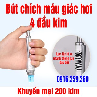 Bút chích máu giác hơi 4 đầu kim (km 200 kim)