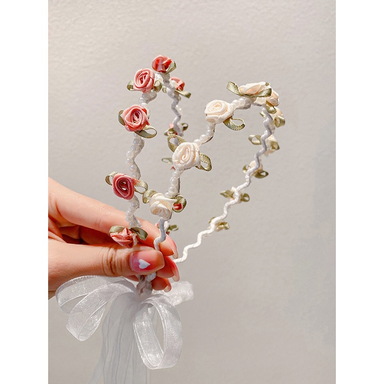 Băng Đô Đính Hoa Và Ngọc Trai Thiết Kế Mới Ngọt Ngào Thời Trang Dành Cho Nữ