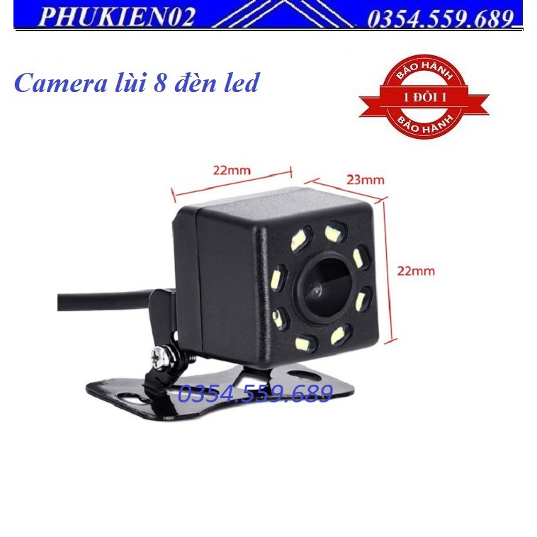 Camera lùi 8 đèn led hồng ngoại lắp xe hơi full HD