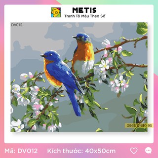 Tranh tô màu số hoá METIS Tranh Động Vật Chim Đậu DV012 - Hàng Chính Hãng