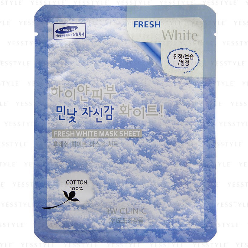 Mặt nạ tuyết dưỡng trắng da 3W Clinic Fresh White Mask Sheet 23g