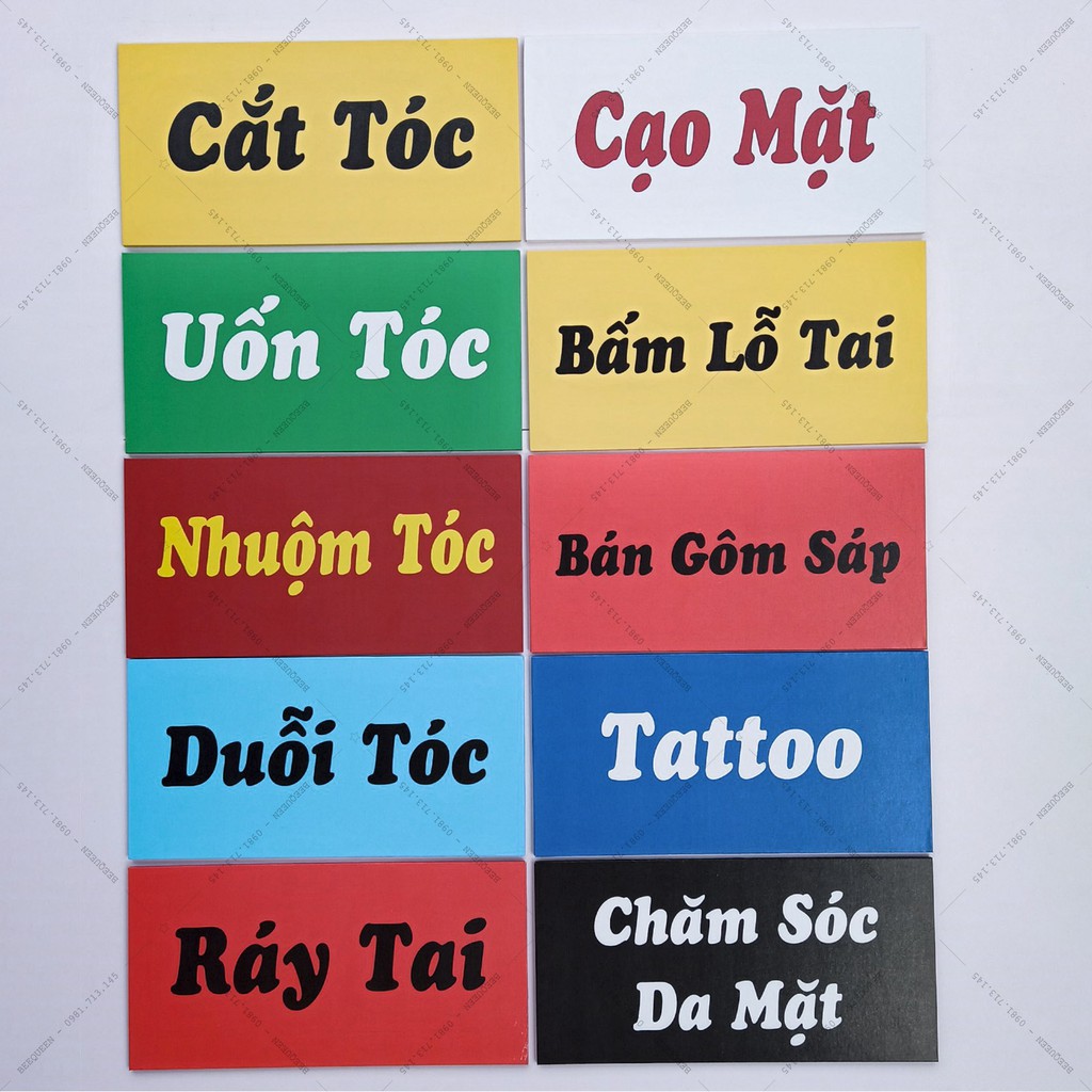 Thẻ Ghi Các Dịch Vụ Trang Trí Tường Dành Riêng Cho Quán Tóc - Tiệm Cắt Tóc Nam - Tiệm BarberShop Size 15x30cm - Dày 5mm