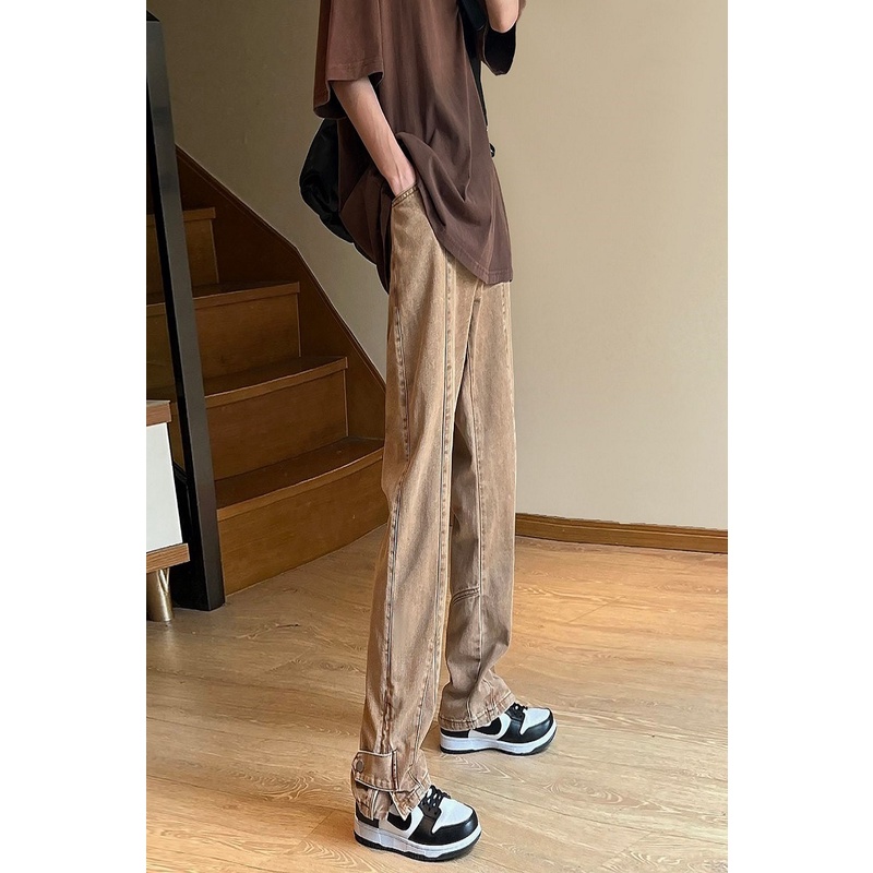 Quần Jean Nâu Ống Đứng , Ống Suông Nam Nữ Siêu Đẹp - Hottrend Năm 2022 - Cam Kết Hàng Y Hình