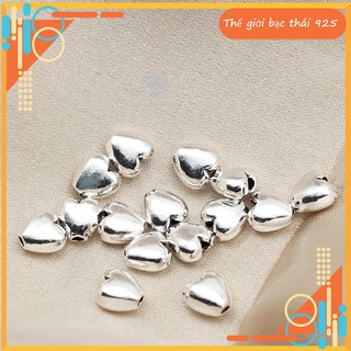 [Sản phẩm HOT] Charm trái tim bạc xỏ ngang nhỏ, charm xỏ vòng hình trái tim
