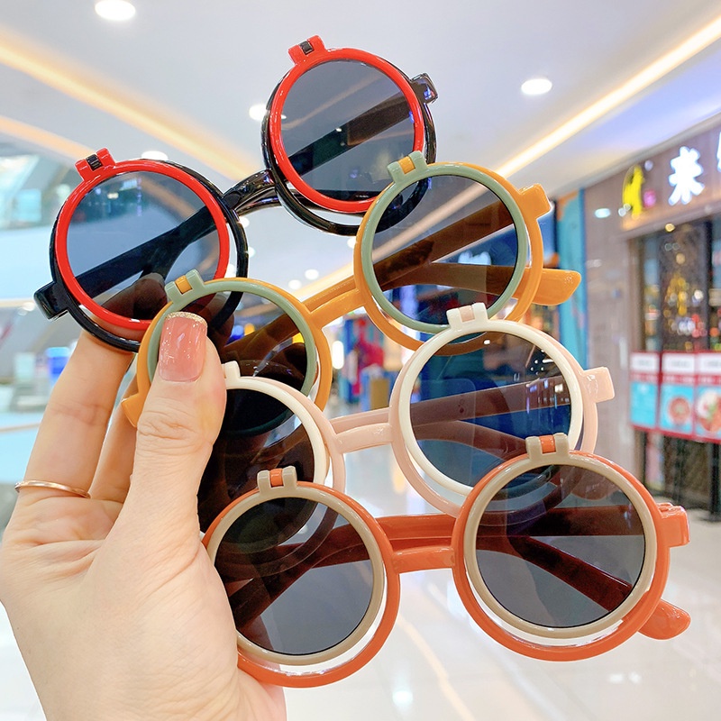 Kính Mát Tròn Màu Trơn Dễ Thương Cho Bé