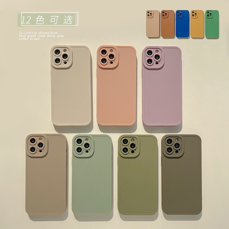 (SIÊU RẺ) Ốp lưng iphone trơn tím cam pastel dày dặn 7plus/8/8plus/x/xr/xs/11/12/13/pro/max/plus/promax
