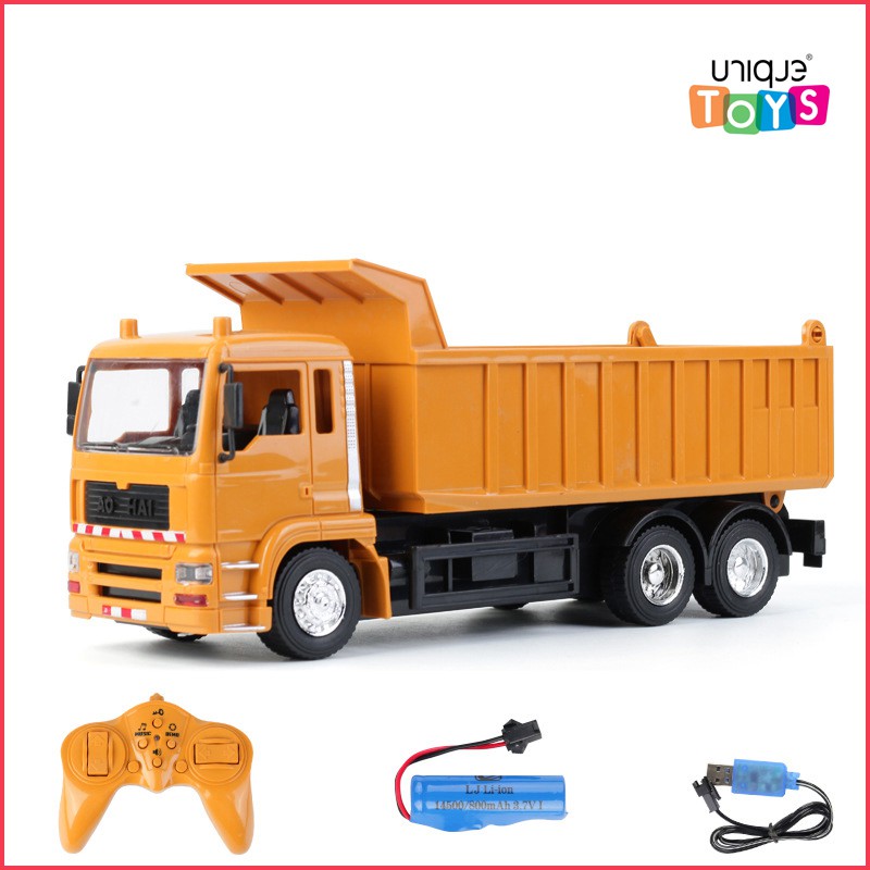 Xe Công Trình, Xe Ben Điều Khiển Từ Xa, Cấu Tạo Hợp Kim - Pin sạc, Nâng - Hạ Ben