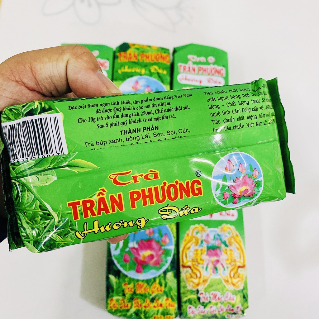 Combo 6 gói trà xanh hương Dứa Trần Phương  loại ngon đặc biệt - Đặc sản Bảo Lộc Lâm Đồng. -Date mới