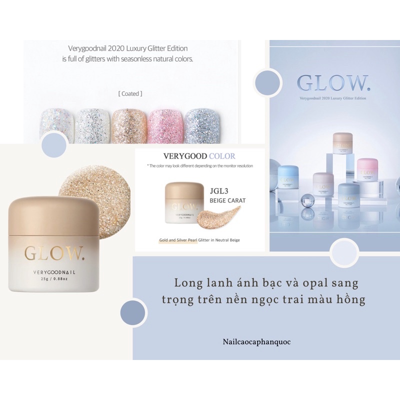 Clear gel nhũ cao cấp Very good nail Glow jar- JGL3 [ hủ 25g]