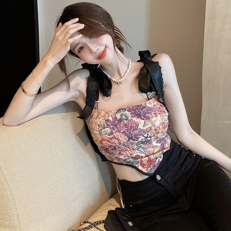 Áo Hai Dây Họa Tiết Hoa Dáng Ôm Thời Trang Cho Nữ