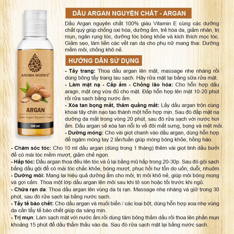 Dầu Argan Nguyên Chất Aroma Works Argan Oil