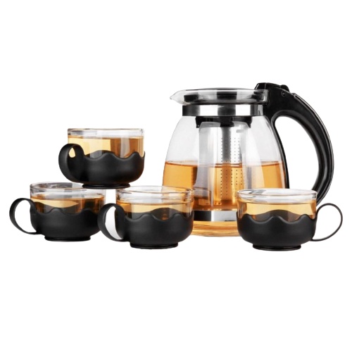 Bình trà cafe thủy tinh lõi lọc kèm 4 cốc phong cách Á Đông No.101223