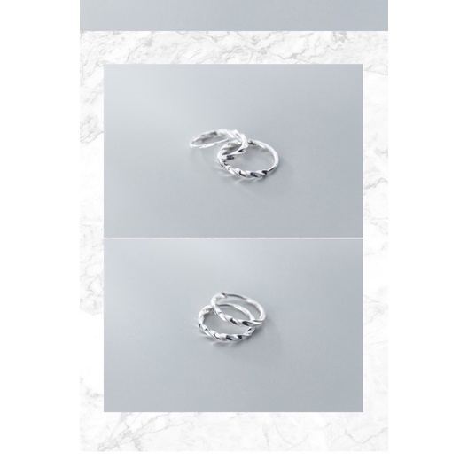 Khuyên tai bạc nữ, bông tai xoắn phay chốt cài cỡ 1 cm lấp lánh- DrosyJewelry