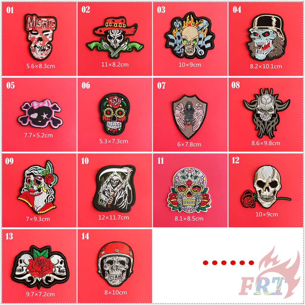 Miếng dán ủi trang trí quần áo thêu họa tiết bộ xương phong cách hiphop DIY