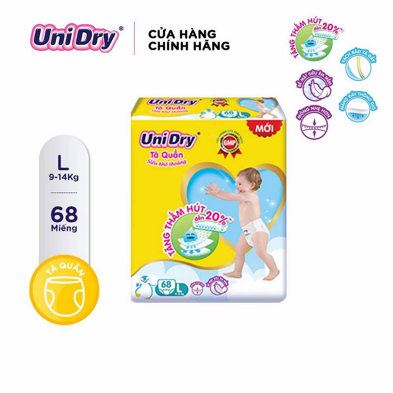 Tã quần Unidry gói Super Jumbo M74/L68/XL62/XXL56