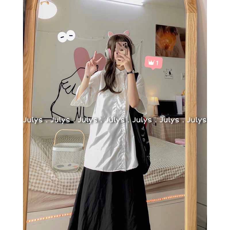 Sơ mi đi học tay lỡ (ảnh thật tự chụp kèm video)