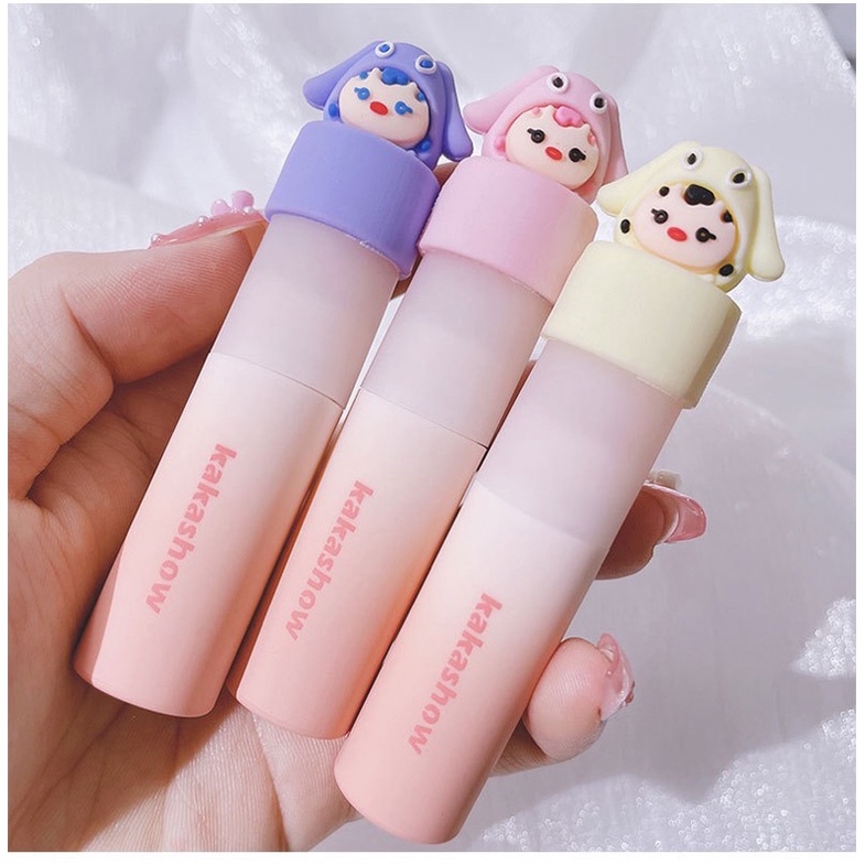 Son bùn kakashow dễ thương son bùn lip glaze màu đào son trắng nhung matte lip glaze