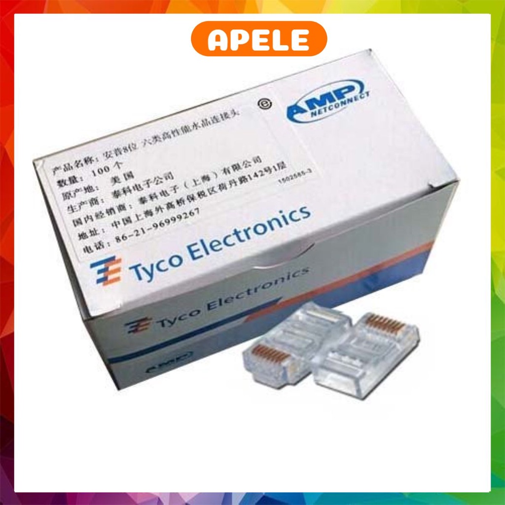 Hạt Mạng AMP RJ45 Hạt mạng Xuyên Thấu Hộp 100 Chiếc APELE