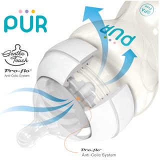 Combo Bình sữa cổ rộng Pur Advanced Plus 150ml (có sẵn núm S (0-3th) + vỉ núm M