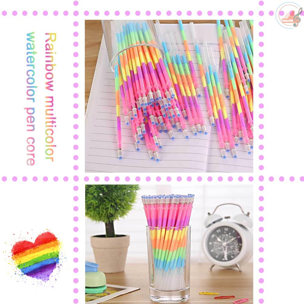 12Pcs Pen Refills Multi-color Rainbow 0.5mm School Office Supplies Highlighter Pen Core