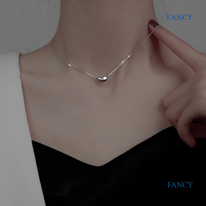 Vòng cổ Thép Titan Mặt Trái Tim Và Hạt Đậu Đơn Giản Thanh Lịch Dành Cho Nữ