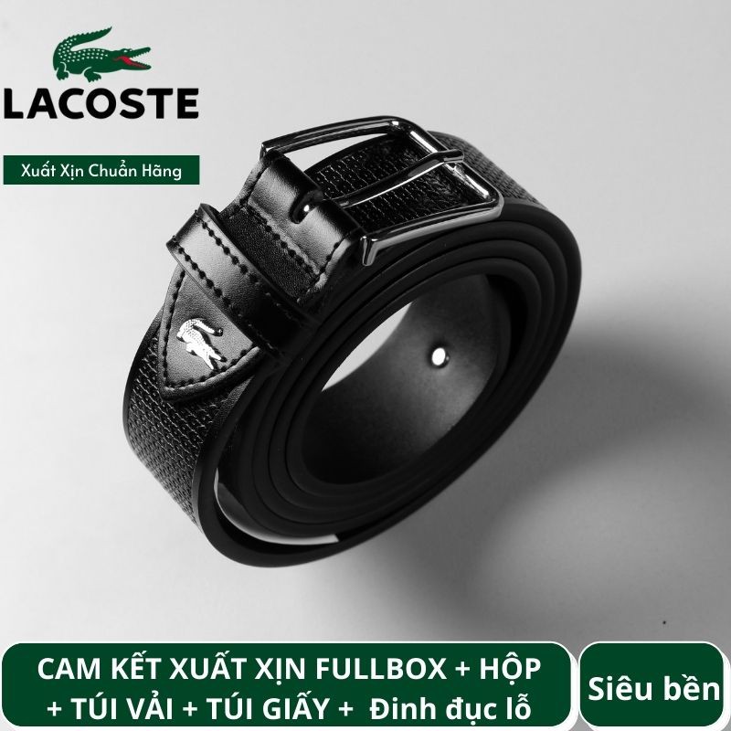 Thắt Lưng Da Nam LACOSTE DÂY VẢY ĐEN BÓNG Cao Cấp Dây Nịt Nam Da 100% Xuất Xịn Hãng Mềm Sang Đúc Viền Dây