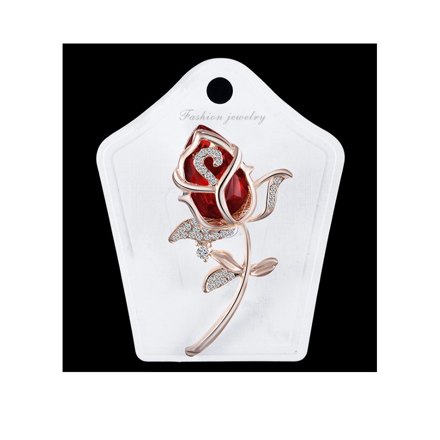 Cài áo thời trang bông hồng đỏ đính đá GC04