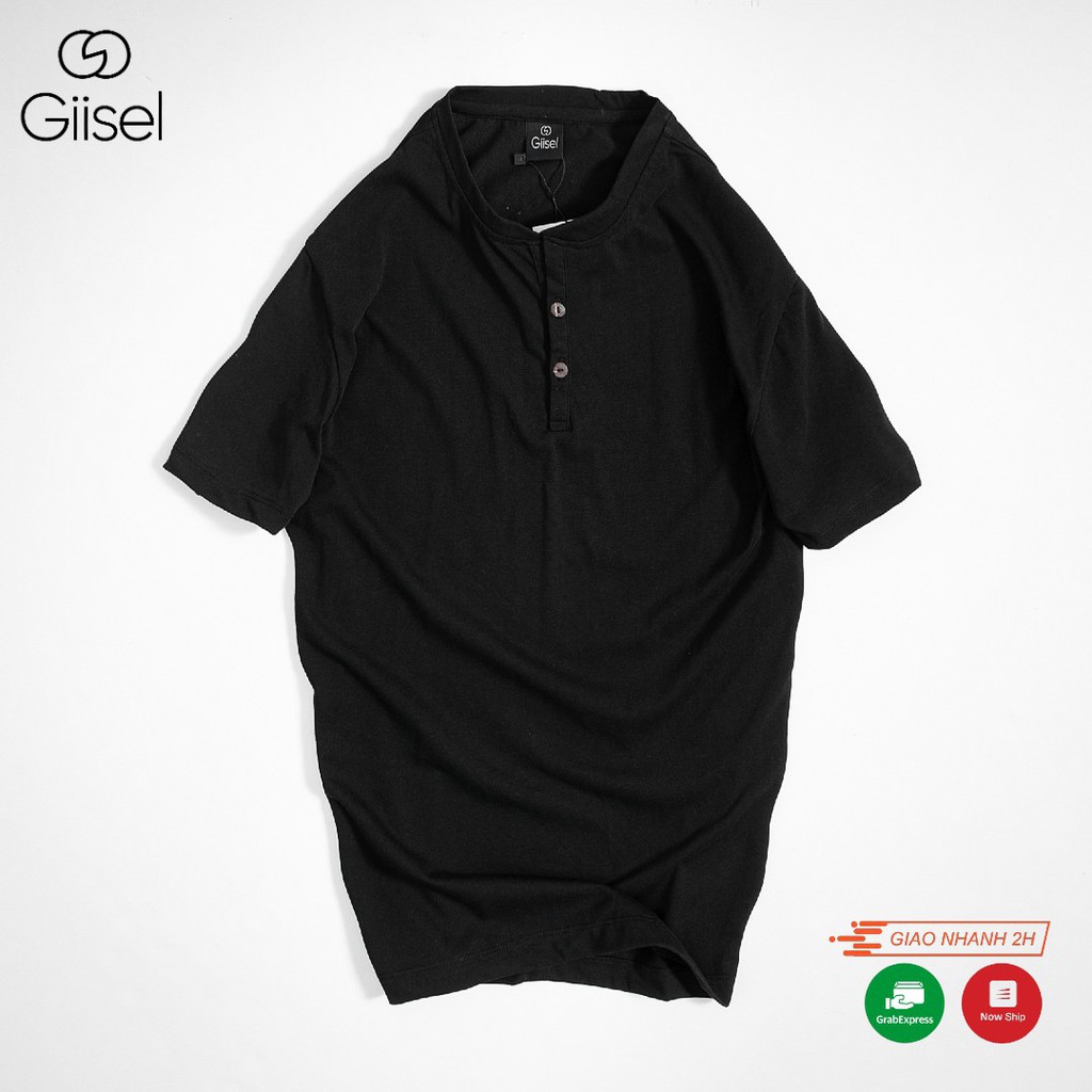 Áo thun nam nữ unisex phông cộc tay henley 3 khuy cotton co giãn Giisel | BigBuy360 - bigbuy360.vn