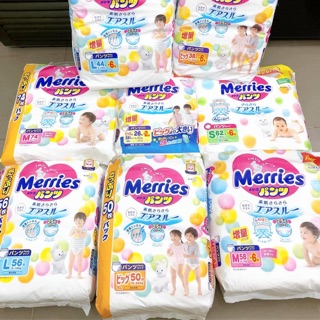 [JUMBO] Tã/Bỉm Dán/Quần Merries Nội Địa size Jumbo M74/M76/L56/L64/XL50