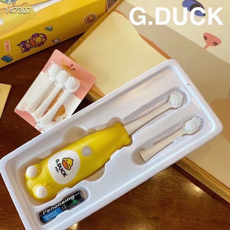 g.duck bàn chải đánh răng điện hình con vịt nhỏ màu vàng tự động cho trẻ em 319