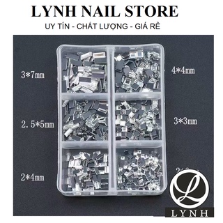 Đá đính móng , Đá nail chân bằng mix mẫu chữ nhật , vuông
