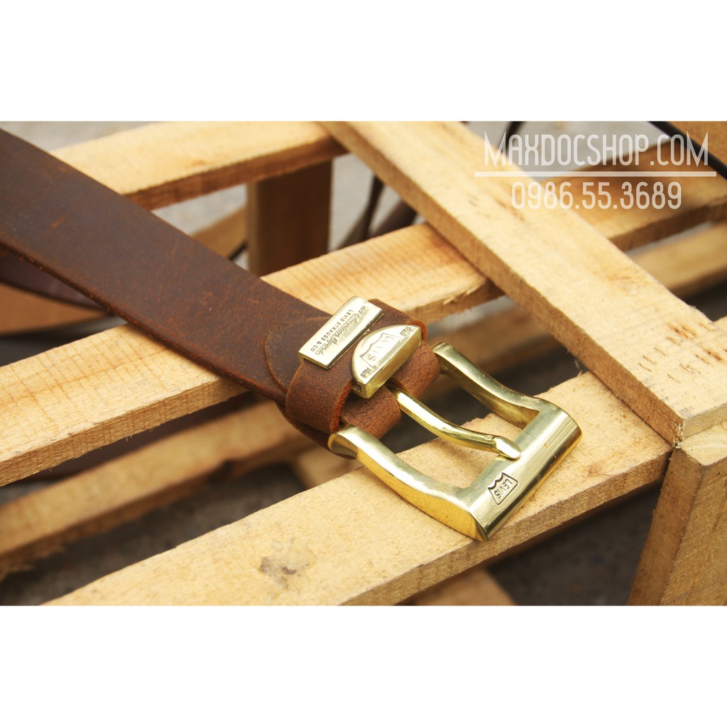 Thắt Lưng Da Dành Cho Nam, Thắt lưng Da Bò nguyên miếng  DL20 - Tặng kèm cây đục lỗ dây lưng - Max Độc