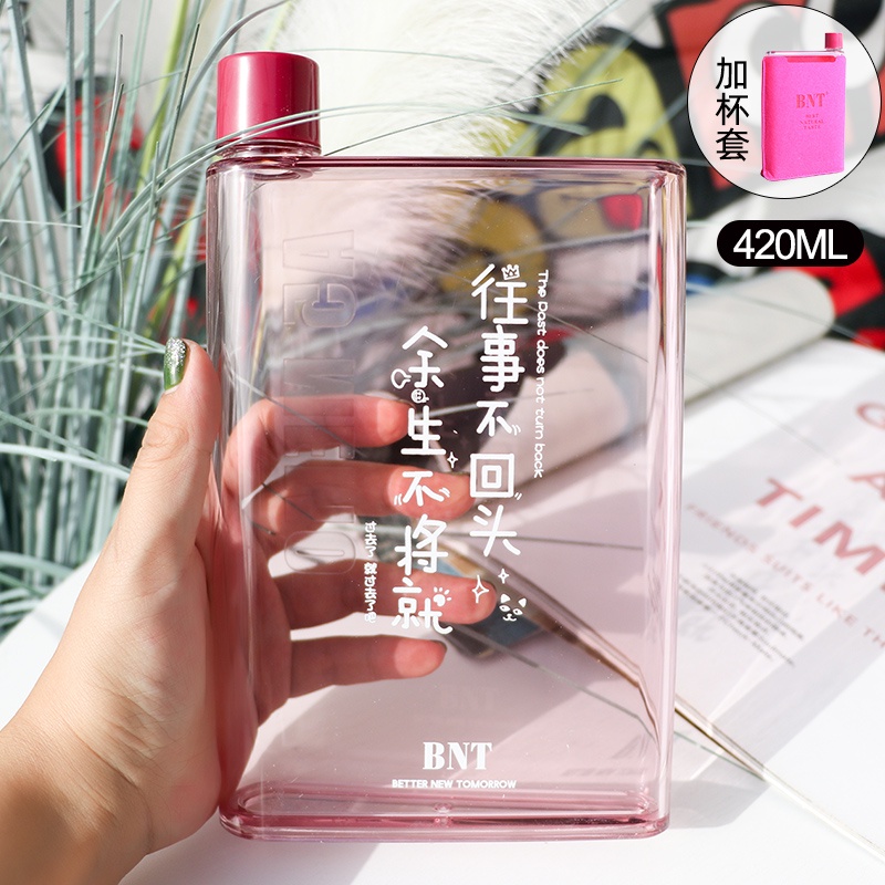 Bình nước bằng nhựa không chứa BPA trong suốt khổ A5 tiện dụng cho học sinh