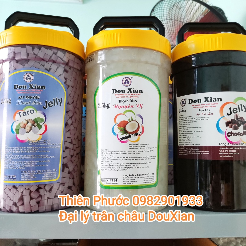 Thạch rau câu Douxian 20 loại tự chọn - bình 2,5kg (cá, trứng, 3Q, matcha, khoai môn....)