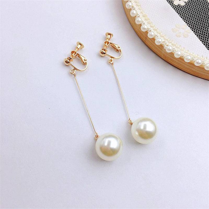 Hoa Tai Dạng Kẹp Đính Ngọc Trai Nhân Tạo Thời Trang