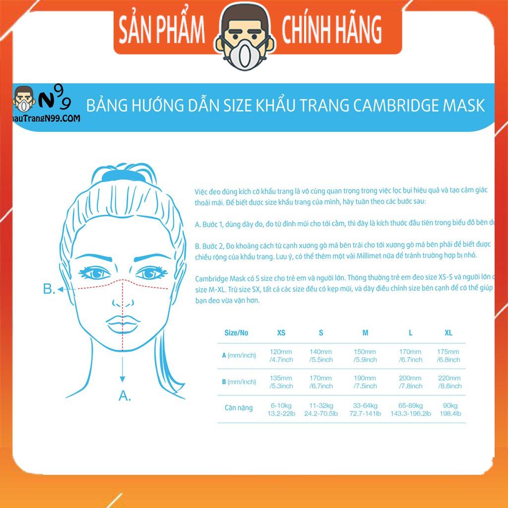 Khẩu trang Cambridge Mask PRO N99 Cao cấp Chống bụi siêu mịn PM2.5 Ô nhiễm không khí Đẹp Thời trang