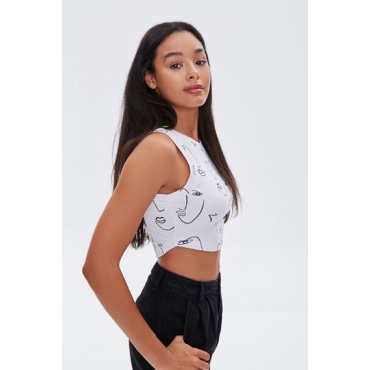 Áo Croptop hoạ tiết dễ thương F21 dư xịn 100%