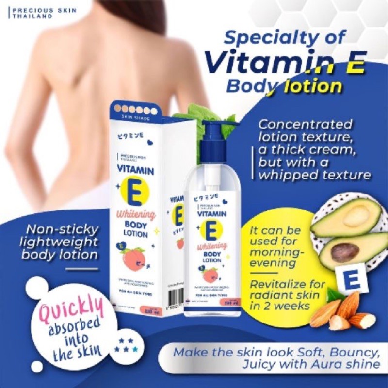 Sữa Dưỡng thể Vitamin E 8X Whitening Body Lotion Thái Lan 230 ml