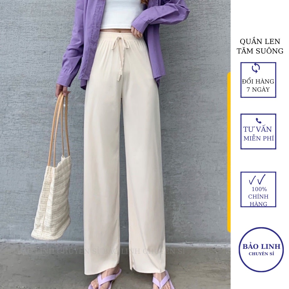 Quần Len Tăm Ống Suông, Quần Culottes Ống Rộng Cá Tính, Chất Gân Tăm Cao Cấp Mềm Mịn