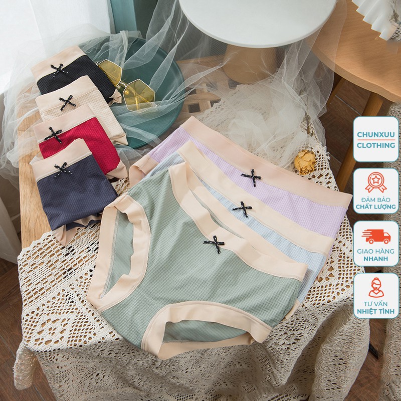 Quần lót nữ cotton mặt lưới phối màu viền chất liệu cao cấp co dãn thoáng khí - Chunxuu QC09