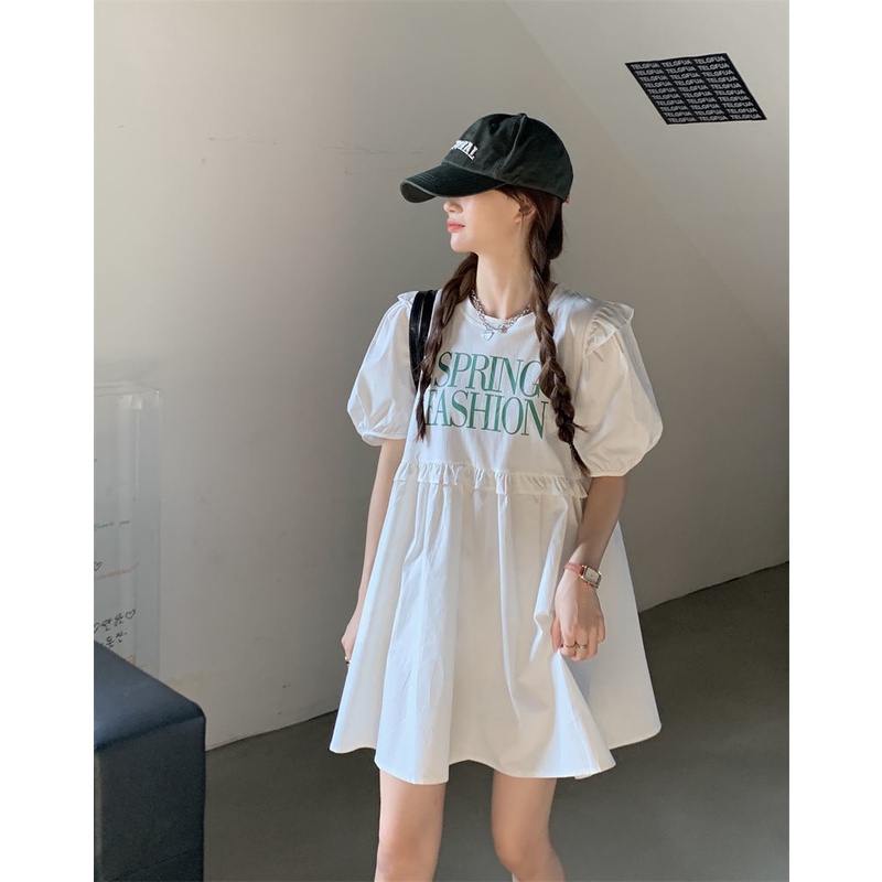 Đầm Búp Bê Tay Phồng Ngắn 2022 Thời Trang Hàn Quốc Cho Nữ
