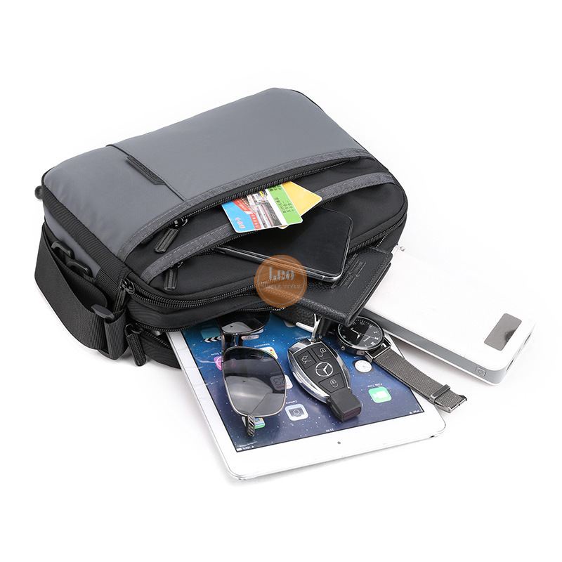 Túi Nam Đeo Chéo Mini LEO Vải Oxford Cao Cấp Chống Nước Thiết Kế Thời Trang Hiện Đại Đen/Xam T22