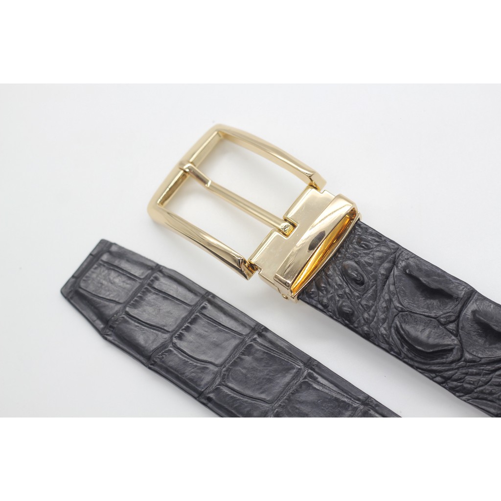 [MÀU ĐEN] DÂY NỊT LƯNG GAI DA CÁ SẤU BẢN LIỀN KHÔNG NỐI 4.0CM, DÂY GAI LƯNG BẢO HÀNH 12 THÁNG, TẶNG MÓC KHÓA CHÂN 50K