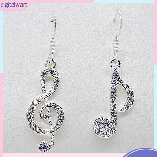 Cặp khuyên tai tạo hình nốt nhạc đính đá quý nhân tạo lấp lánh sang trọng dành cho nữ