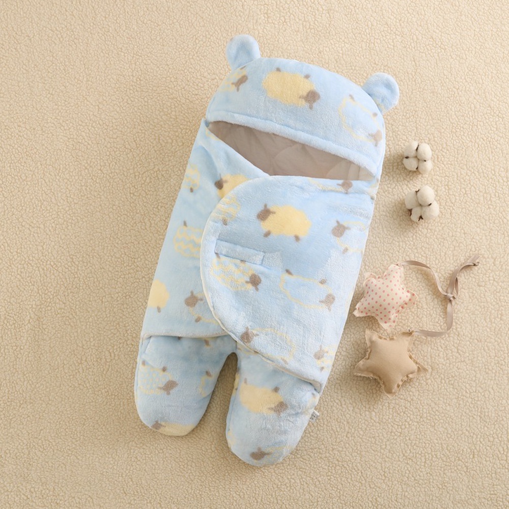 BEAR LEADER Túi Ngủ Vải Flannel Chống Sốc Thời Trang Thu Đông Cho Bé Sơ Sinh