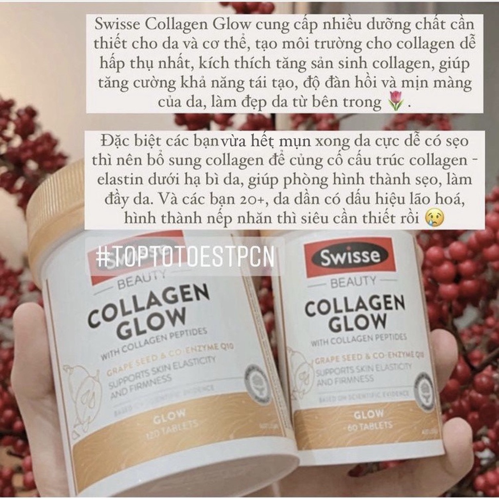 Swisse Collagen Glow làm da hồng hào, căng bóng, trẻ hoá da