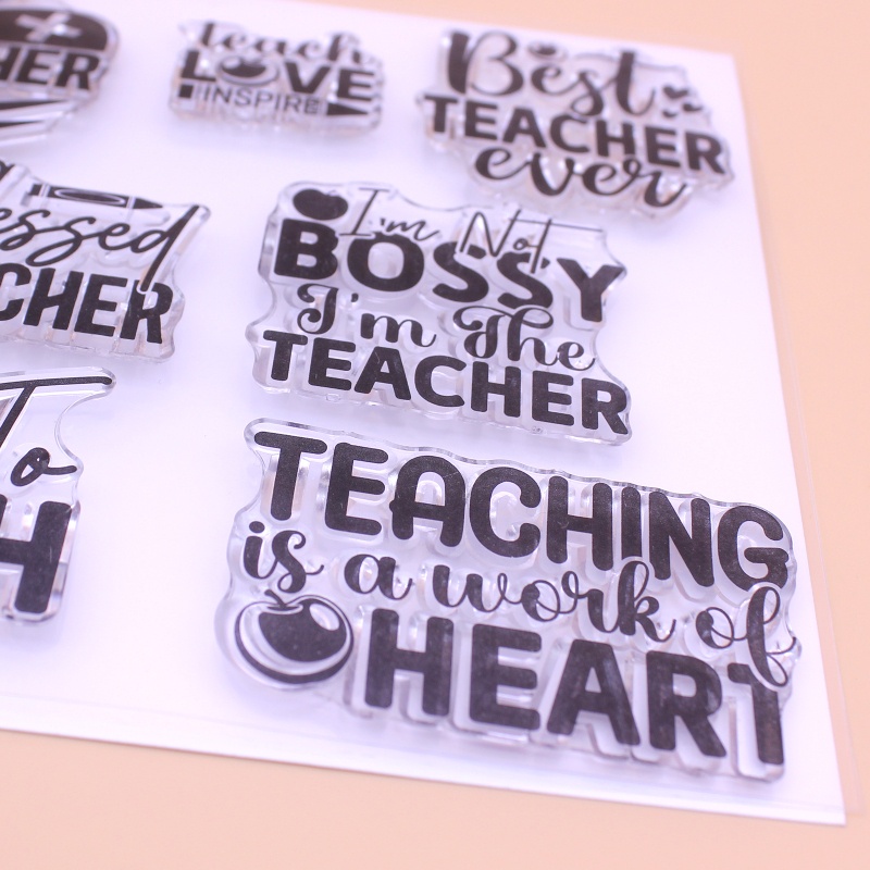 Con Dấu Dập Nổi Họa Tiết Chữ Best Teacher Blessed Trang Trí Thủ Công