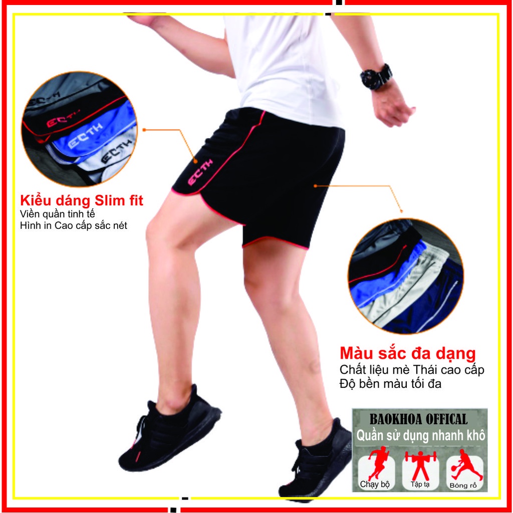 Quần đùi nam vải thun mè thái thoáng mát, co giãn tốt nam nữ tập thể thao ECHT BAOKHOA_OFFICIAL từ size L-2XL
