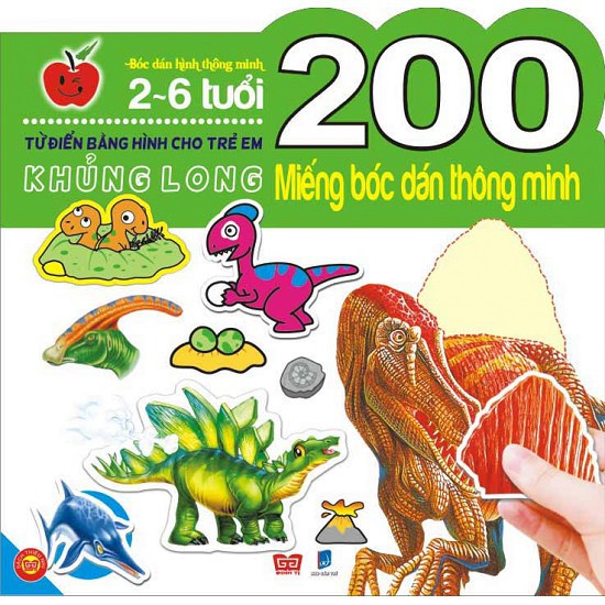 Sách - 200 Miếng Bóc Dán Thông Minh- Khủng Long (2-6 tuổi) Gigabook